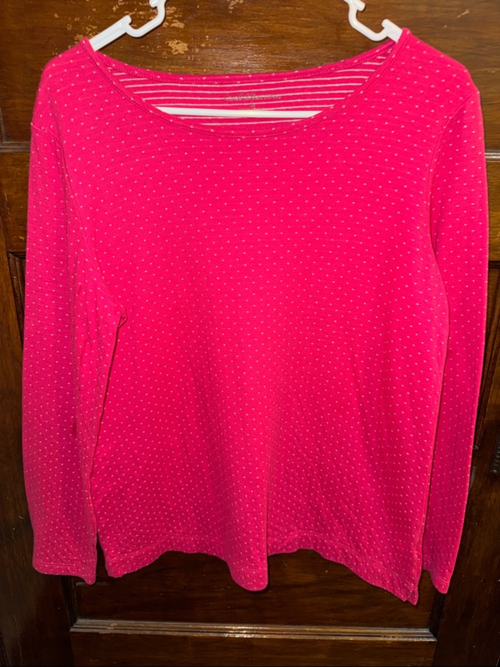 croft & barrow Bright Pink Long Sleeve Dot-Texture Tee